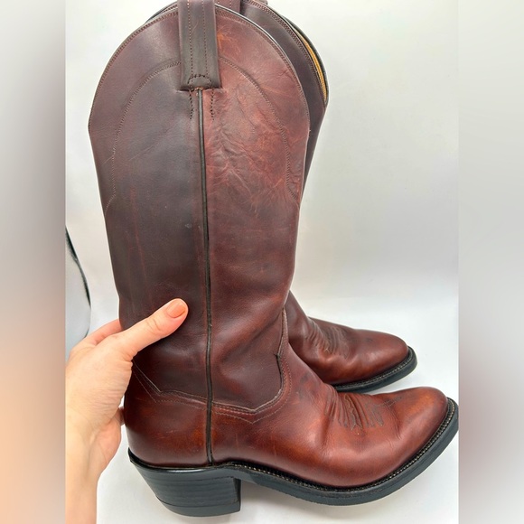 Vintage Men’s Panhandle Slim Brown Leather Cowboy Western Rancher Pull On Boots - Picture 4 of 14